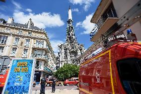 Fire At Rouen Cathedral - France