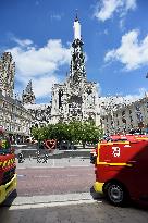 Fire At Rouen Cathedral - France