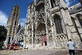 Fire At Rouen Cathedral - France