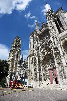 Fire At Rouen Cathedral - France