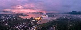 Flood Released From The Three Gorges Dam at Sunset