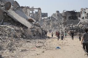 MIDEAST-GAZA CITY-SHUJAIYA NEIGHBORHOOD-DAMAGE