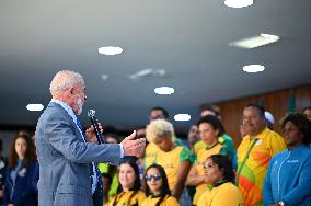 Brazilian President Luiz Inácio Lula Da Silva Receives Paralympic And Olympic Athletes