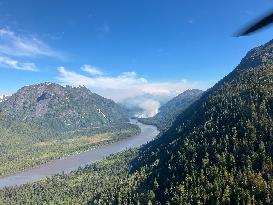 Wildfire Continues To Burn In Hills Above Peachland - British Columbia