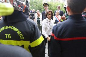 Rachida Dati Visits Rouen Cathedral Following Its Spire Fire