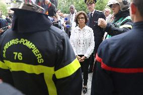 Rachida Dati Visits Rouen Cathedral Following Its Spire Fire