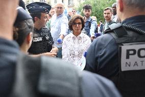 Rachida Dati Visits Rouen Cathedral Following Its Spire Fire