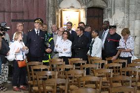 Rachida Dati Visits Rouen Cathedral Following Its Spire Fire