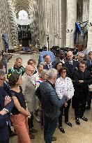 Rachida Dati Visits Rouen Cathedral Following Its Spire Fire