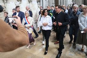 Rachida Dati Visits Rouen Cathedral Following Its Spire Fire