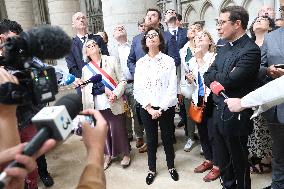 Rachida Dati Visits Rouen Cathedral Following Its Spire Fire