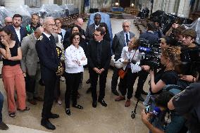 Rachida Dati Visits Rouen Cathedral Following Its Spire Fire