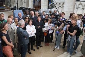 Rachida Dati Visits Rouen Cathedral Following Its Spire Fire