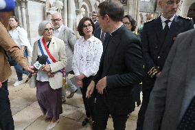 Rachida Dati Visits Rouen Cathedral Following Its Spire Fire