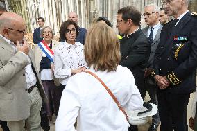 Rachida Dati Visits Rouen Cathedral Following Its Spire Fire