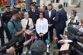 Rachida Dati Visits Rouen Cathedral Following Its Spire Fire