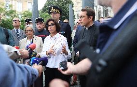 Rachida Dati Visits Rouen Cathedral Following Its Spire Fire