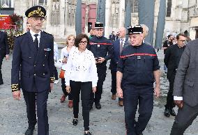 Rachida Dati Visits Rouen Cathedral Following Its Spire Fire