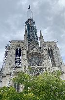 Rachida Dati Visits Rouen Cathedral Following Its Spire Fire