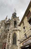 Rachida Dati Visits Rouen Cathedral Following Its Spire Fire