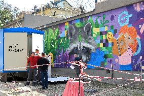 Ohmatdyt Childrens Hospital after Russian missile attack in Kyiv