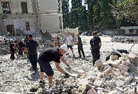 Ohmatdyt Childrens Hospital after Russian missile attack in Kyiv