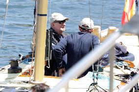 King Juan Carlos Enjoys His Stay In Sanxenxo By Going Sailing