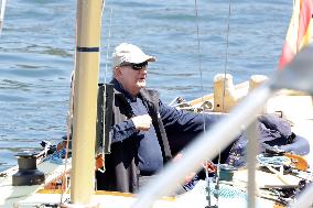 King Juan Carlos Enjoys His Stay In Sanxenxo By Going Sailing