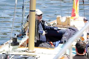 King Juan Carlos Enjoys His Stay In Sanxenxo By Going Sailing