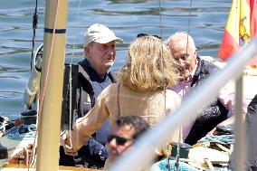 King Juan Carlos Enjoys His Stay In Sanxenxo By Going Sailing