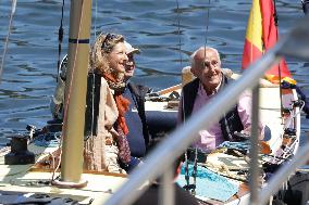 King Juan Carlos Enjoys His Stay In Sanxenxo By Going Sailing