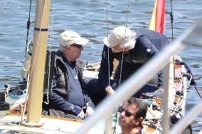 King Juan Carlos Enjoys His Stay In Sanxenxo By Going Sailing