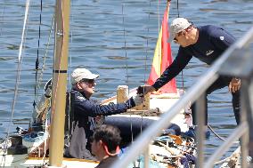 King Juan Carlos Enjoys His Stay In Sanxenxo By Going Sailing