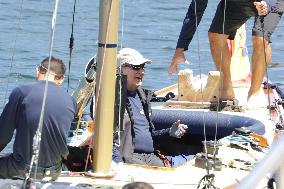 King Juan Carlos Enjoys His Stay In Sanxenxo By Going Sailing