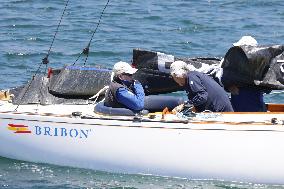 King Juan Carlos Enjoys His Stay In Sanxenxo By Going Sailing