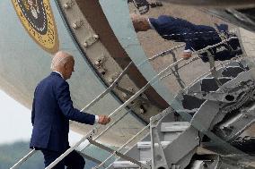 US President Joe Biden boards Air Force One at Joint Base Andrews, Maryland