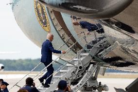 US President Joe Biden boards Air Force One at Joint Base Andrews, Maryland