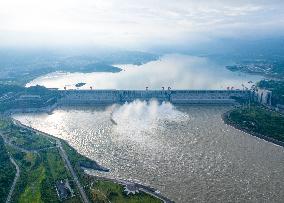 Three Gorges Reservoir Discharging Flooding Water