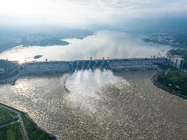 Three Gorges Reservoir Discharging Flooding Water