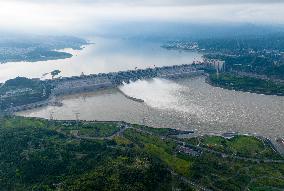 Three Gorges Reservoir Discharging Flooding Water