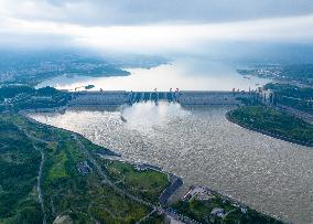 Three Gorges Reservoir Discharging Flooding Water