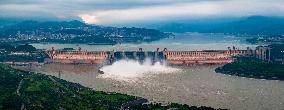 Three Gorges Reservoir Discharging Flooding Water