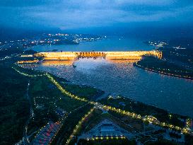 Three Gorges Reservoir Discharging Flooding Water