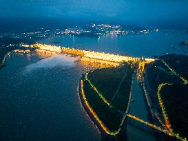 Three Gorges Reservoir Discharging Flooding Water