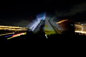 Replica Of The Pyramid Of Chichén Itzá And Videomapping In The Zócalo Of Mexico City