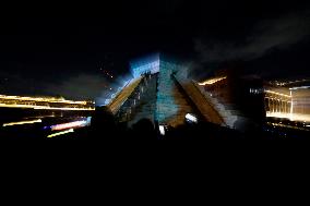 Replica Of The Pyramid Of Chichén Itzá And Videomapping In The Zócalo Of Mexico City