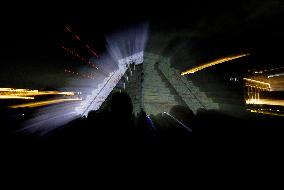 Replica Of The Pyramid Of Chichén Itzá And Videomapping In The Zócalo Of Mexico City