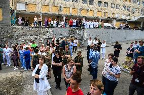 "Requiem For The Dead" At The Ruins Of Okhmatdyt Children's Hospital That Was Recently Hit By Russian Missile In Kyiv