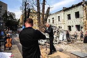 "Requiem For The Dead" At The Ruins Of Okhmatdyt Children's Hospital That Was Recently Hit By Russian Missile In Kyiv