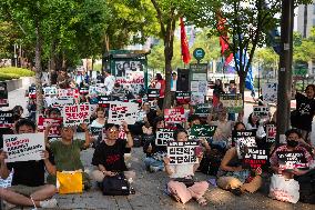 Protest Against Israel’s Attack On Gaza Strip By Palestinian Solidarity Group In Seoul